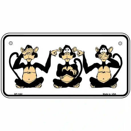 See Hear Speak Monkey Metal Novelty License Plate 6" x 3" (BP)