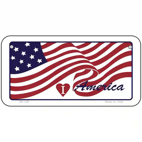 I Love America Flag Metal Novelty License Plate 6" x 3" (BP)