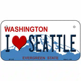 I Love Seattle Washington Novelty Metal License Plate 6" x 3" (BP)