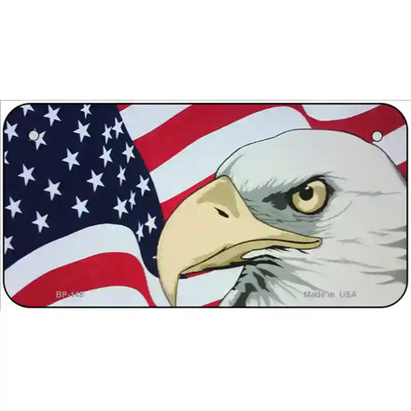 American Flag With Eagle Metal Novelty License Plate 6" x 3" (BP)