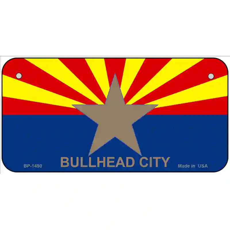 Bullhead City Arizona State Flag Metal Novelty License Plate 6" x 3" (BP)