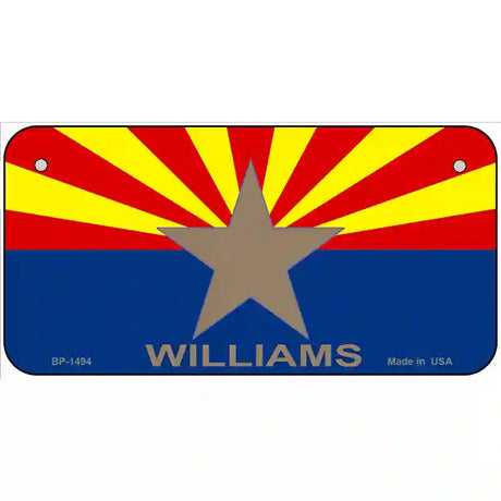 Williams Arizona Flag Metal Novelty License Plate 6" x 3" (BP)