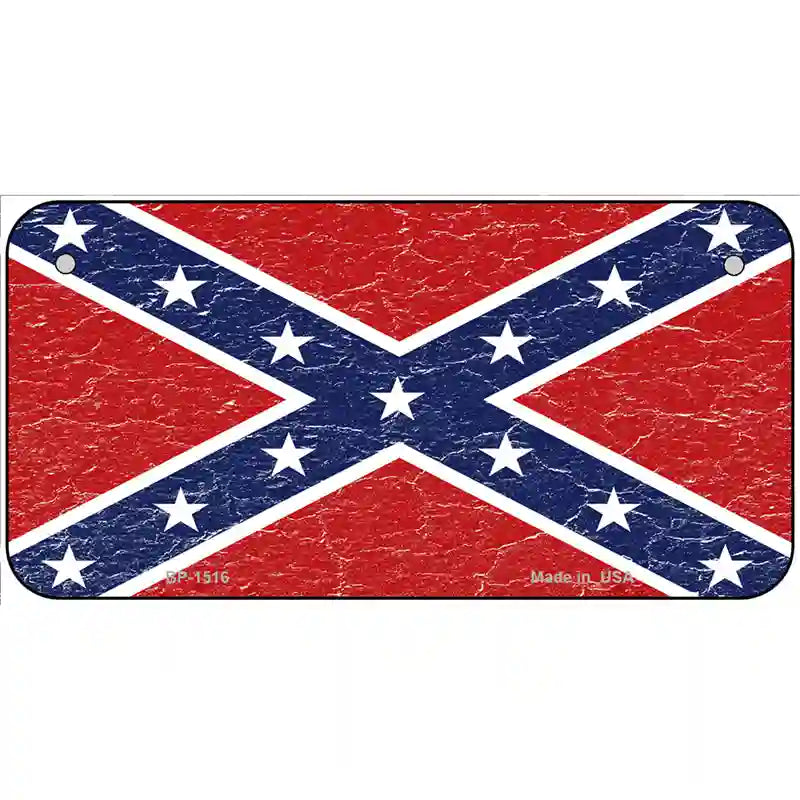 Distressed Confederate Flag Metal Novelty License Plate 6" x 3" (BP)