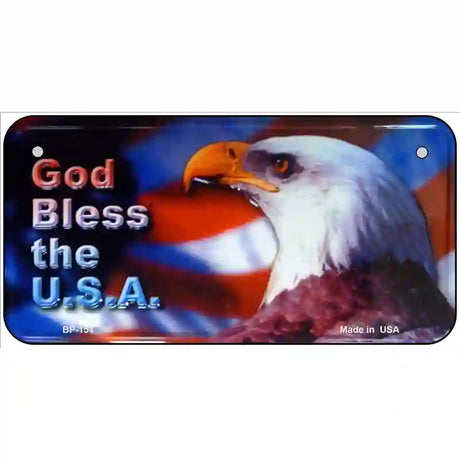 God Bless USA Eagle Metal Novelty License Plate 6" x 3" (BP)