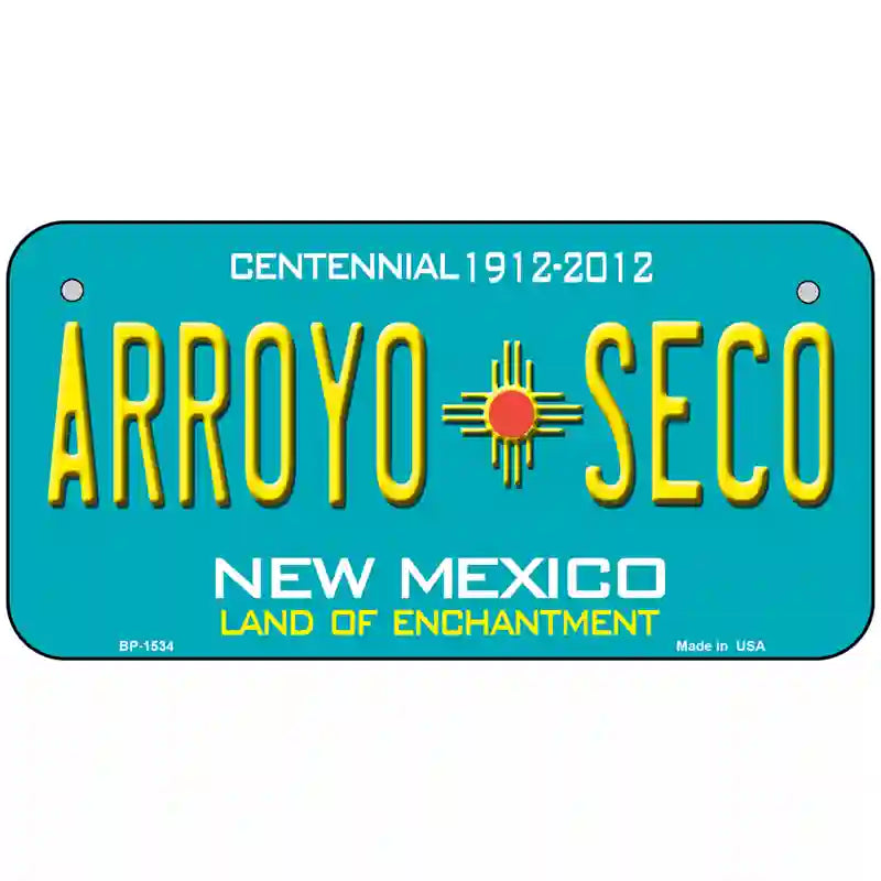 Arroyo Seco New Mexico Metal License Plate 6" x 3" (BP)