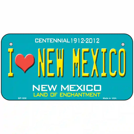 I Love New Mexico Novelty Metal License Plate 6" x 3" (BP)