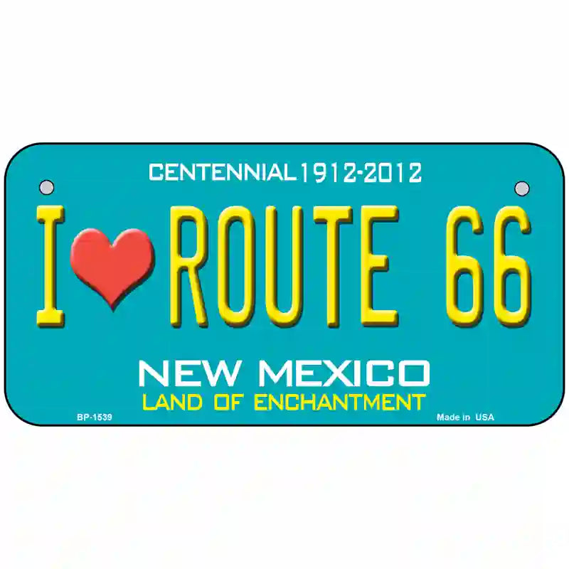 I Love Route 66 New Mexico Novelty Metal License Plate 6" x 3" (BP)