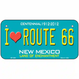 I Love Route 66 New Mexico Novelty Metal License Plate 6" x 3" (BP)