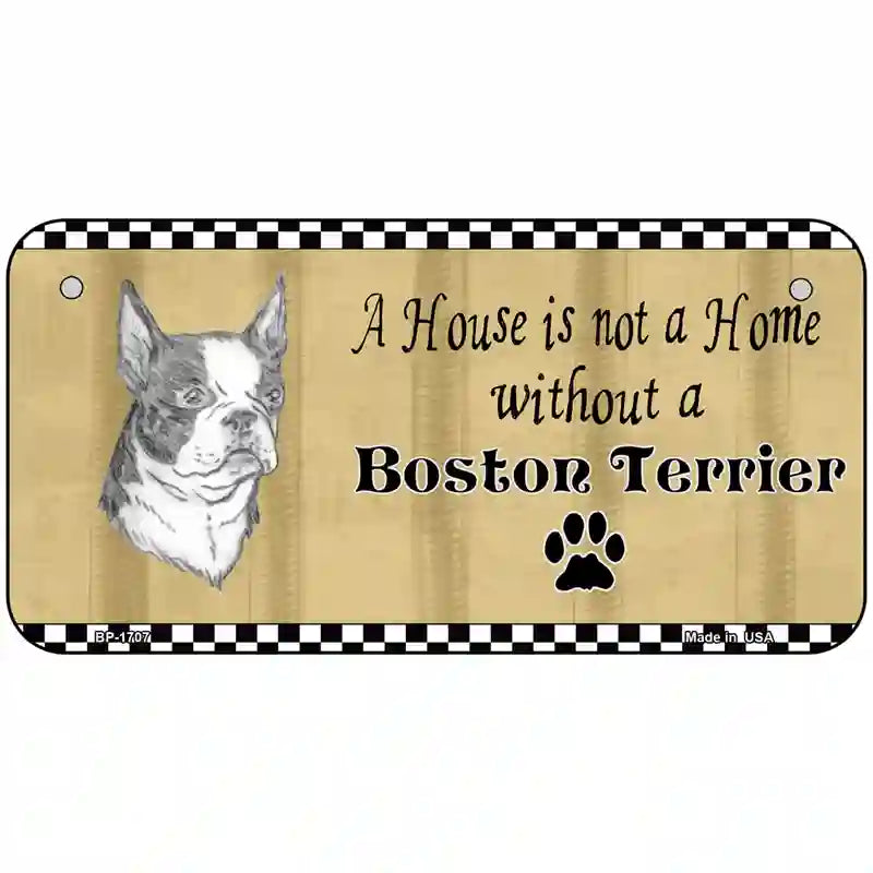 Pencil Sketch Boston Terrier Metal Novelty License Plate 6" x 3" (BP)