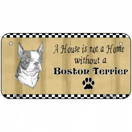 Pencil Sketch Boston Terrier Metal Novelty License Plate 6" x 3" (BP)