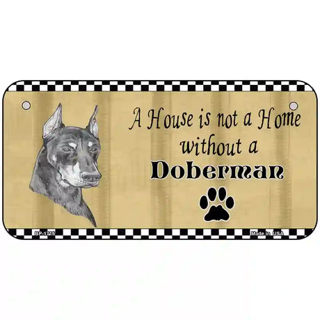 Pencil Sketch Doberman Metal Dog Novelty License Plate 6" x 3" (BP)