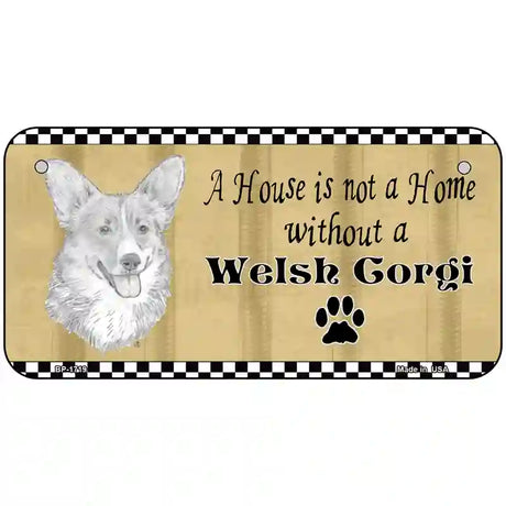 Pencil Sketch Welsh Corgi Metal Novelty License Plate 6" x 3" (BP)