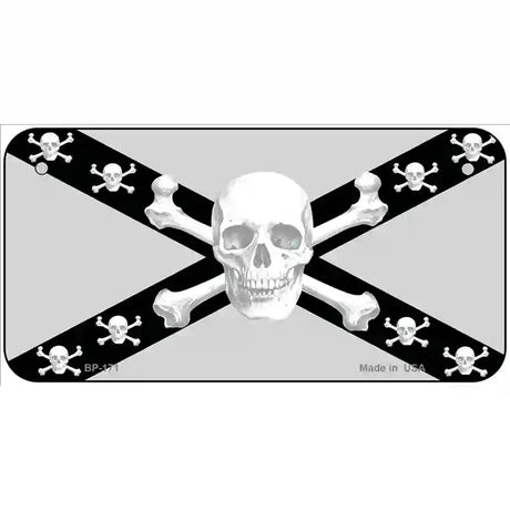 Skull Black & Silver Metal Novelty License Plate 6" x 3" (BP)