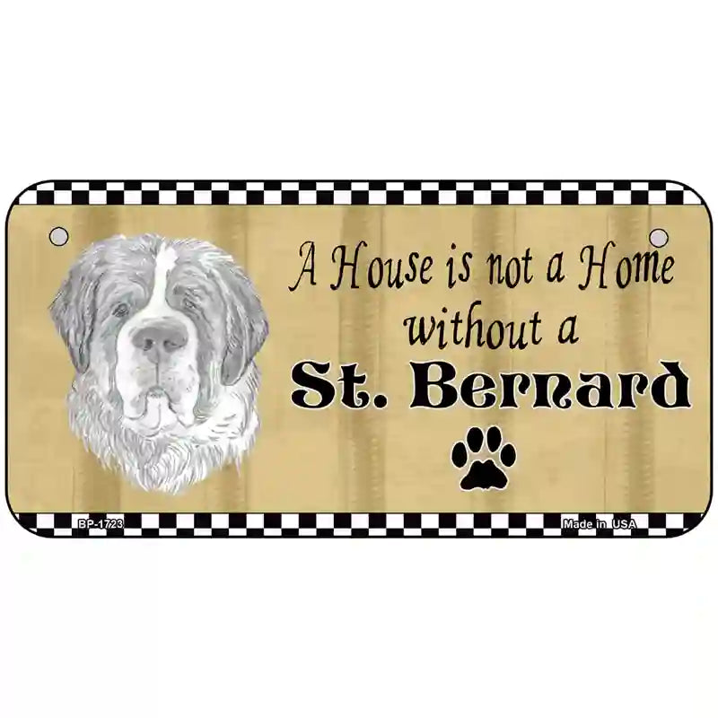 Pencil Sketch Saint Bernard Metal Novelty License Plate 6" x 3" (BP)