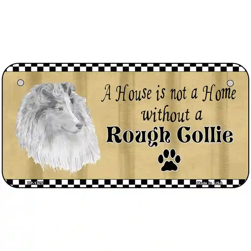 Pencil Sketch Rough Collie Metal Novelty License Plate 6" x 3" (BP)