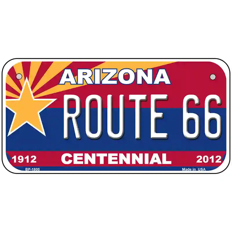 Arizona Centennial Route 66 Metal Novelty License Plate 6" x 3" (BP)