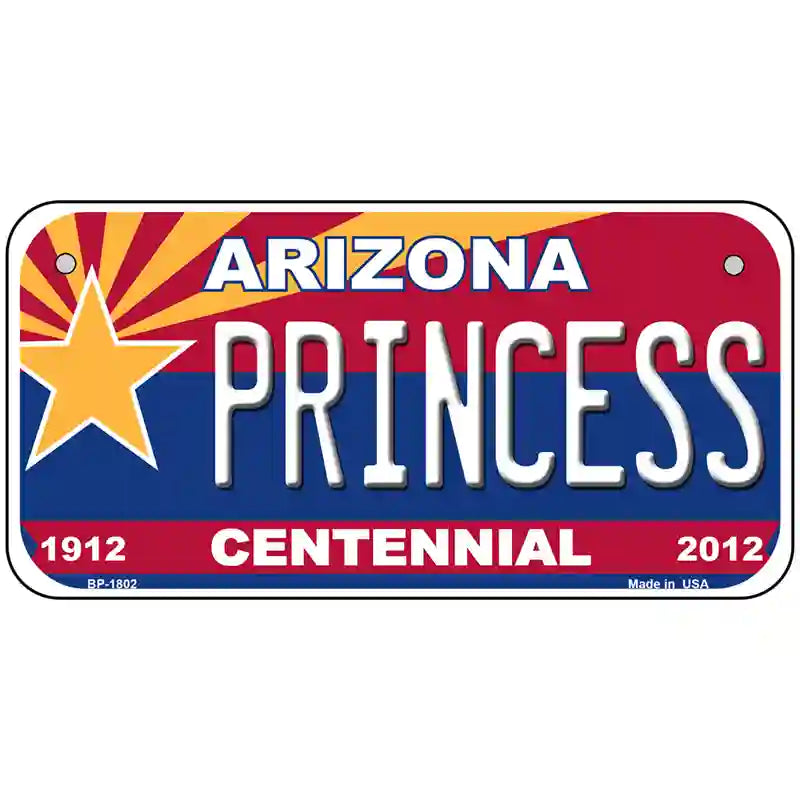 Arizona Centennial Princess Metal Novelty License Plate 6" x 3" (BP)