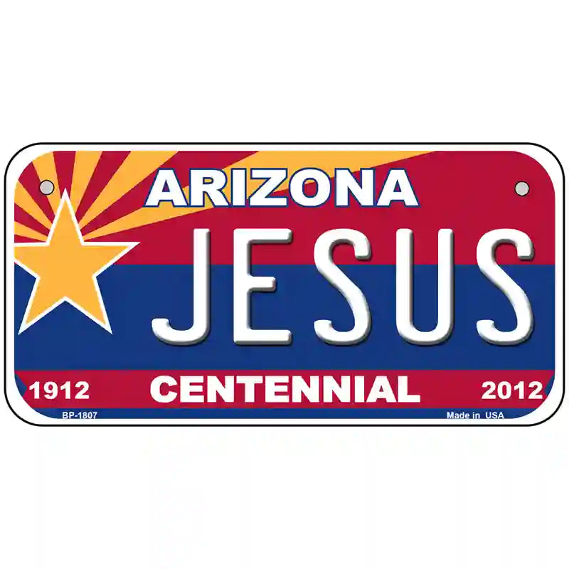 Arizona Centennial Jesus Metal Novelty License Plate 6" x 3" (BP)