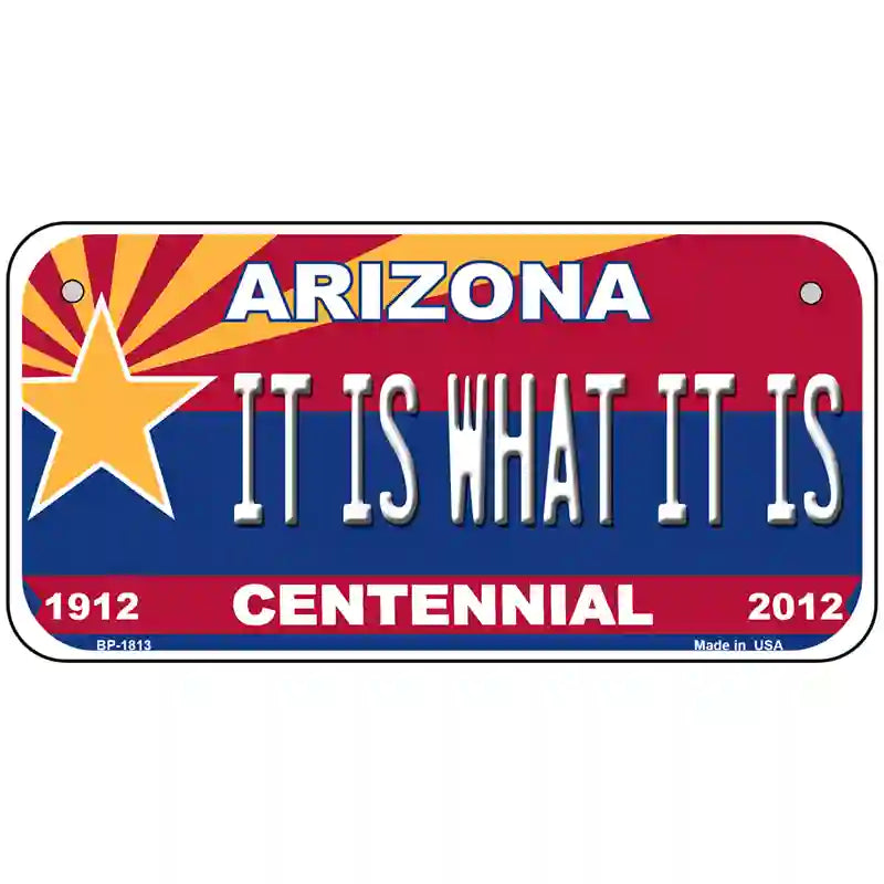 Arizona Centennial It Is What It Is Metal Novelty License Plate 6" x 3" (BP)