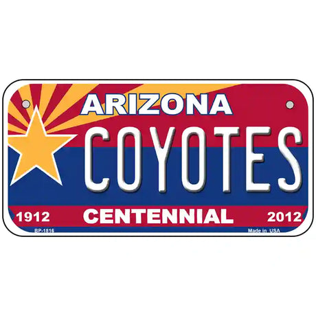 Arizona Centennial Coyotes Metal Novelty License Plate 6" x 3" (BP)