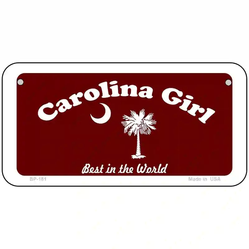 Carolina Girl Burgundy Novelty Metal License Plate 6" x 3" (BP)