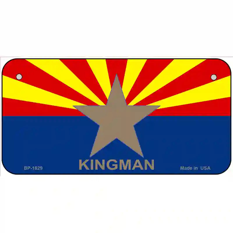 Kingman Arizona State Flag Metal Novelty License Plate 6" x 3" (BP)