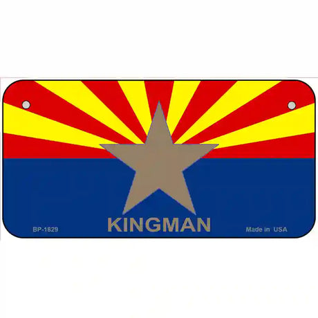 Kingman Arizona State Flag Metal Novelty License Plate 6" x 3" (BP)