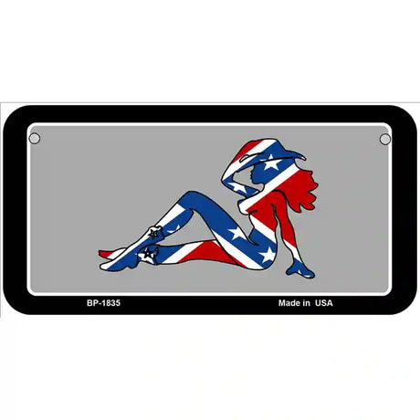 Confederate Flag Mud Flap Girl Metal Novelty License Plate 6" x 3" (BP)