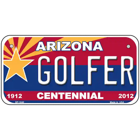 Arizona Centennial Golfer Metal Novelty License Plate 6" x 3" (BP)