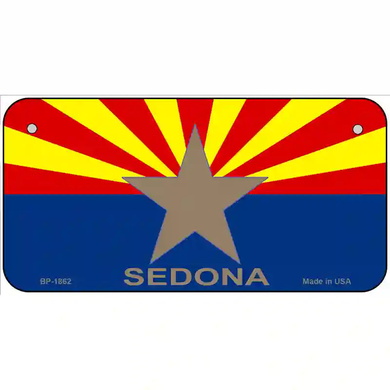 Sedona Arizona State Flag Metal Novelty License Plate 6" x 3" (BP)