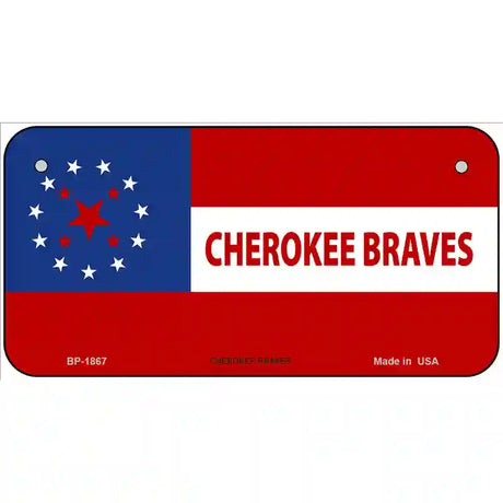 Cherokee Braves Flag Metal Novelty License Plate 6" x 3" (BP)