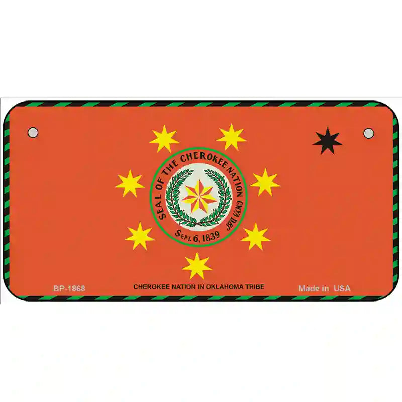 Cherokee Nation Flag Metal Novelty License Plate 6" x 3" (BP)