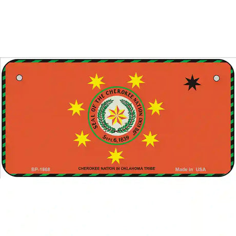 Cherokee Nation Flag Metal Novelty License Plate 6" x 3" (BP)