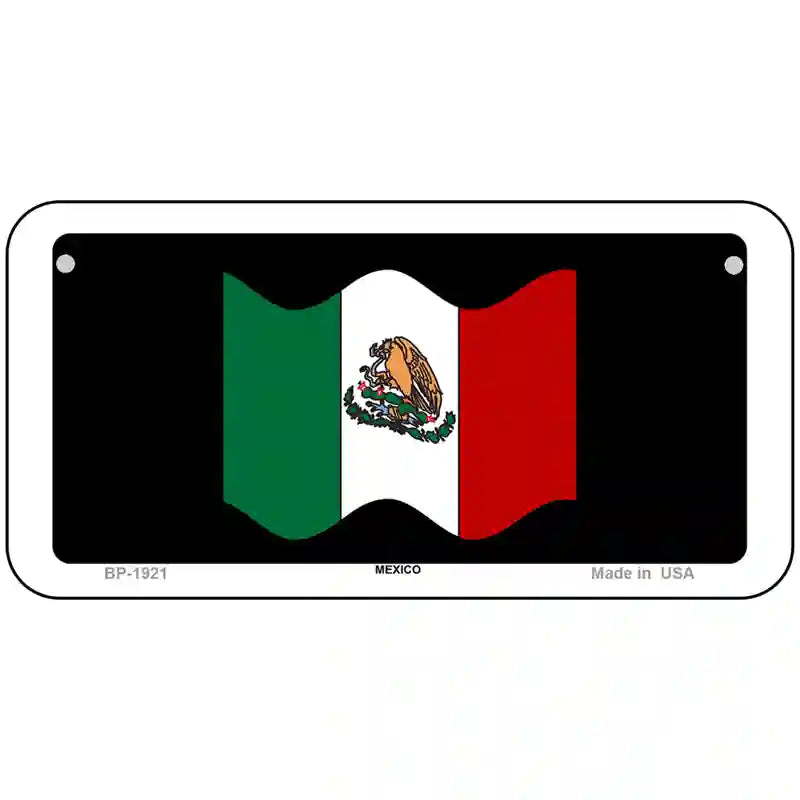 Mexico Waving Flag Metal Novelty License Plate 6" x 3" (BP)