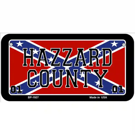 Hazard County Confederate Flag Metal Novelty License Plate 6" x 3" (BP)