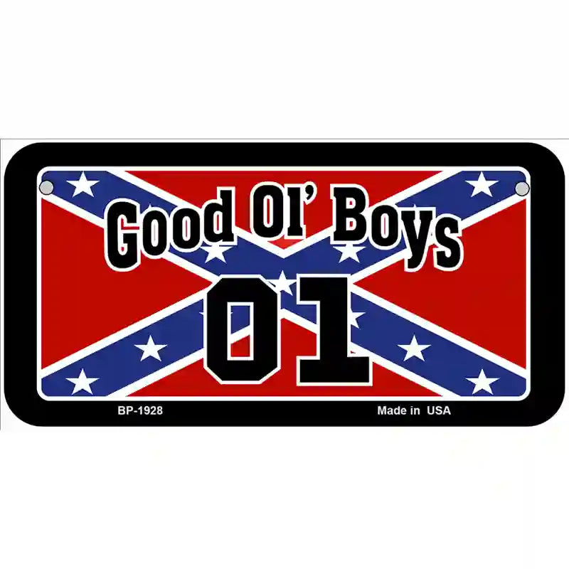 Good Ol Boys Confederate Flag Metal Novelty License Plate 6" x 3" (BP)