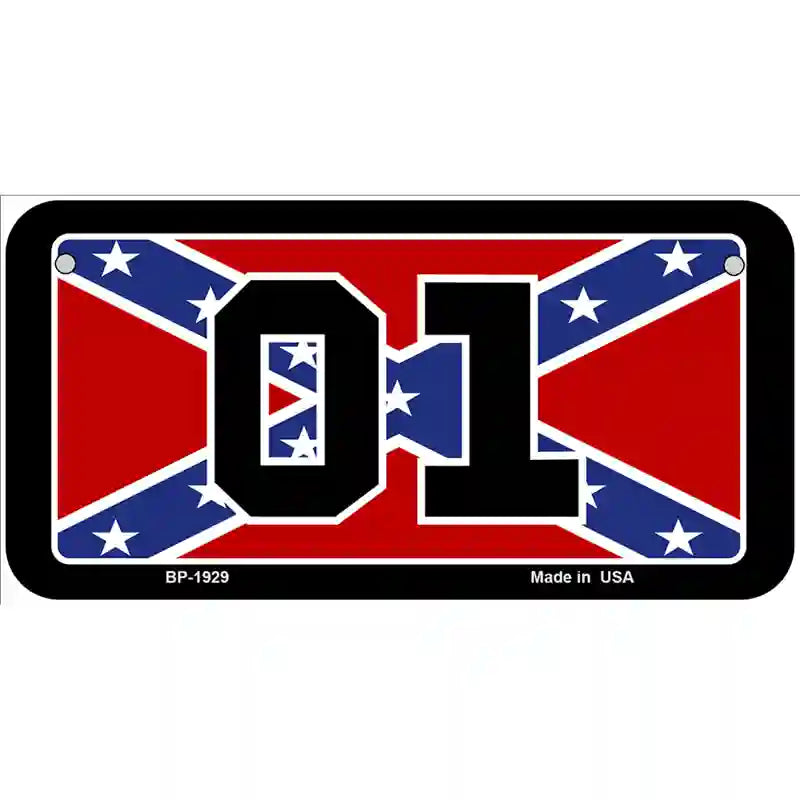 Confederate Flag 01 Metal Novelty License Plate 6" x 3" (BP)