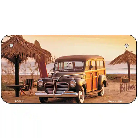 1941 Woody On The Beach Metal Novelty License Plate 6" x 3" (BP)