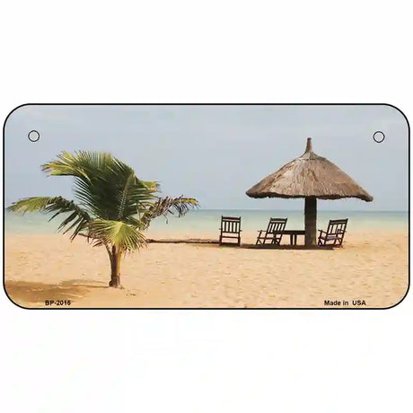 Tropical Beach Setting Metal Novelty License Plate 6" x 3" (BP)