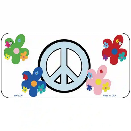 Peace Sign and Flowers Metal Novelty License Plate 6" x 3" (BP)