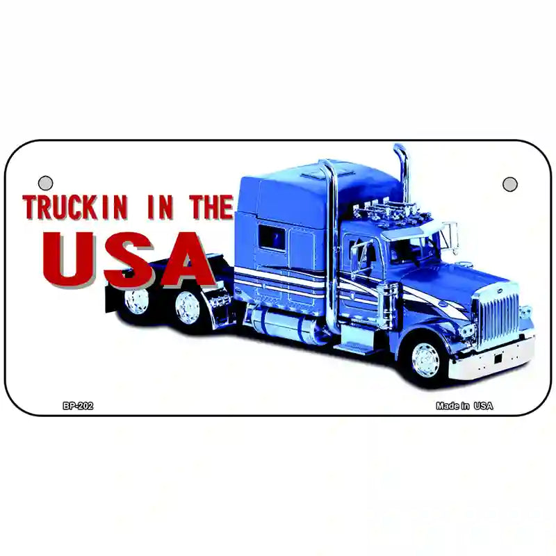 Trucking In The USA Metal Novelty License Plate 6" x 3" (BP)