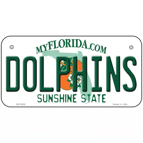 Dolphins Florida State Novelty Metal License Plate 6" x 3" (BP)