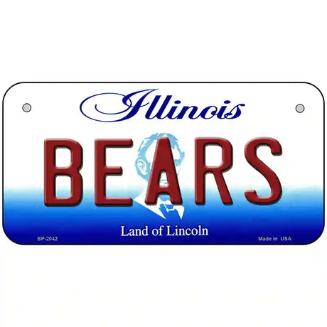 Bears Illinois State Novelty Metal License Plate 6" x 3" (BP)