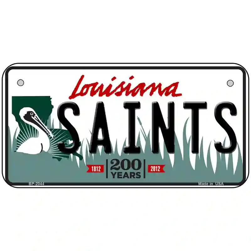 Saints Louisiana State Novelty Metal License Plate 6" x 3" (BP)