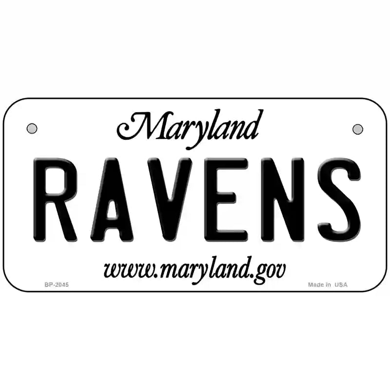 Ravens Maryland State Novelty Metal License Plate 6" x 3" (BP)