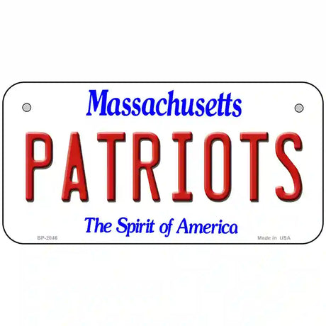 Patriots Massachusetts State Novelty Metal License Plate 6" x 3" (BP)