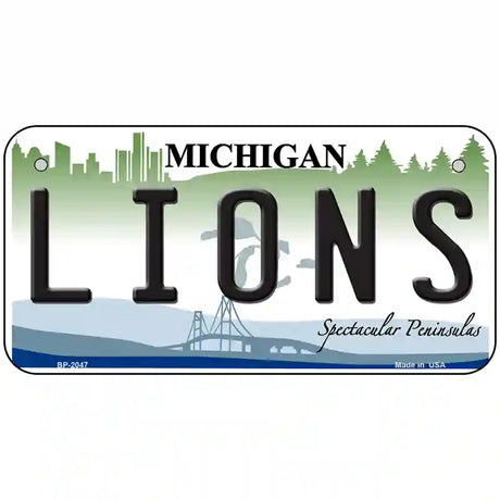 Lions Michigan State Novelty Metal License Plate 6" x 3" (BP)