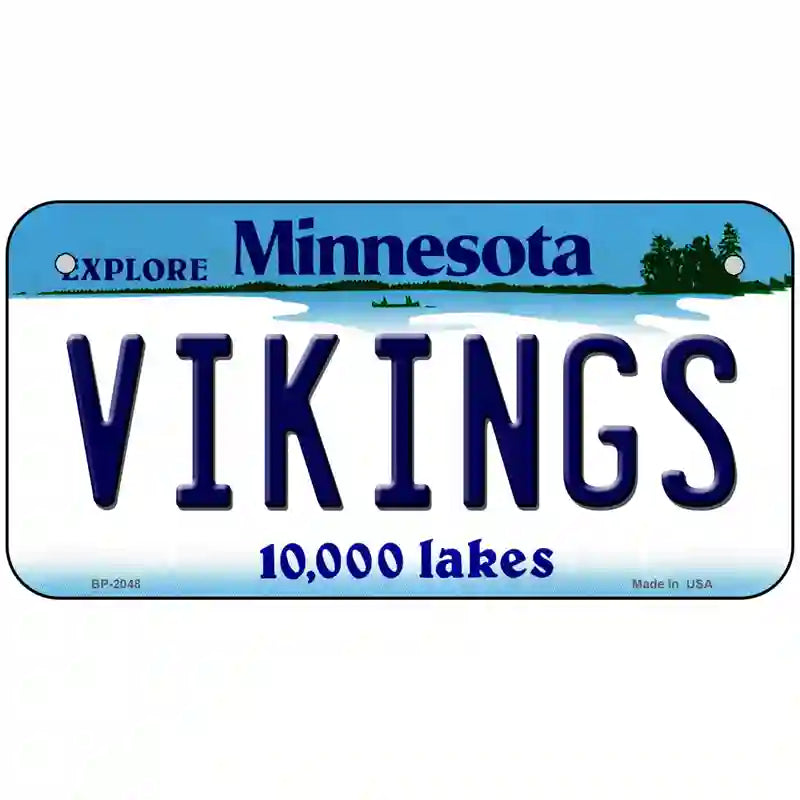 Vikings Minnesota State Novelty Metal License Plate 6" x 3" (BP)