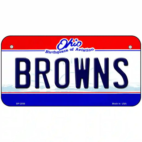 Browns Ohio State Novelty Metal License Plate 6" x 3" (BP)