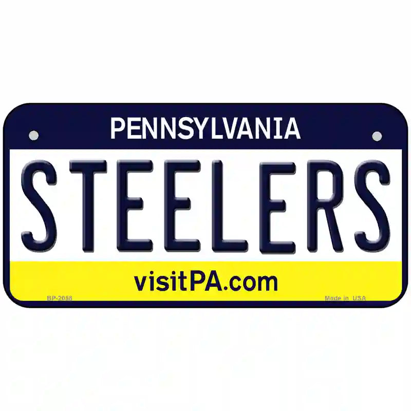 Steelers Pennsylvania State Novelty Metal License Plate 6" x 3" (BP)